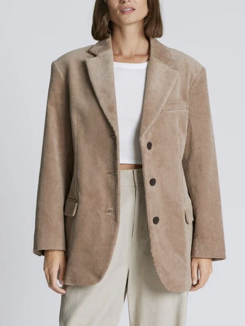 Everlane Corduroy 80s Blazer Tan Cotton Oversized Jacket Preppy Career Sz 2 Work